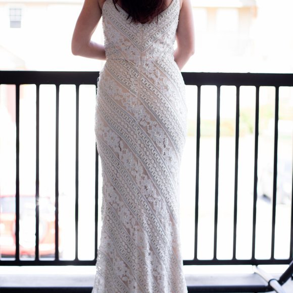 FULLY Beaded Floral Lace Gown - Picture 11 of 12